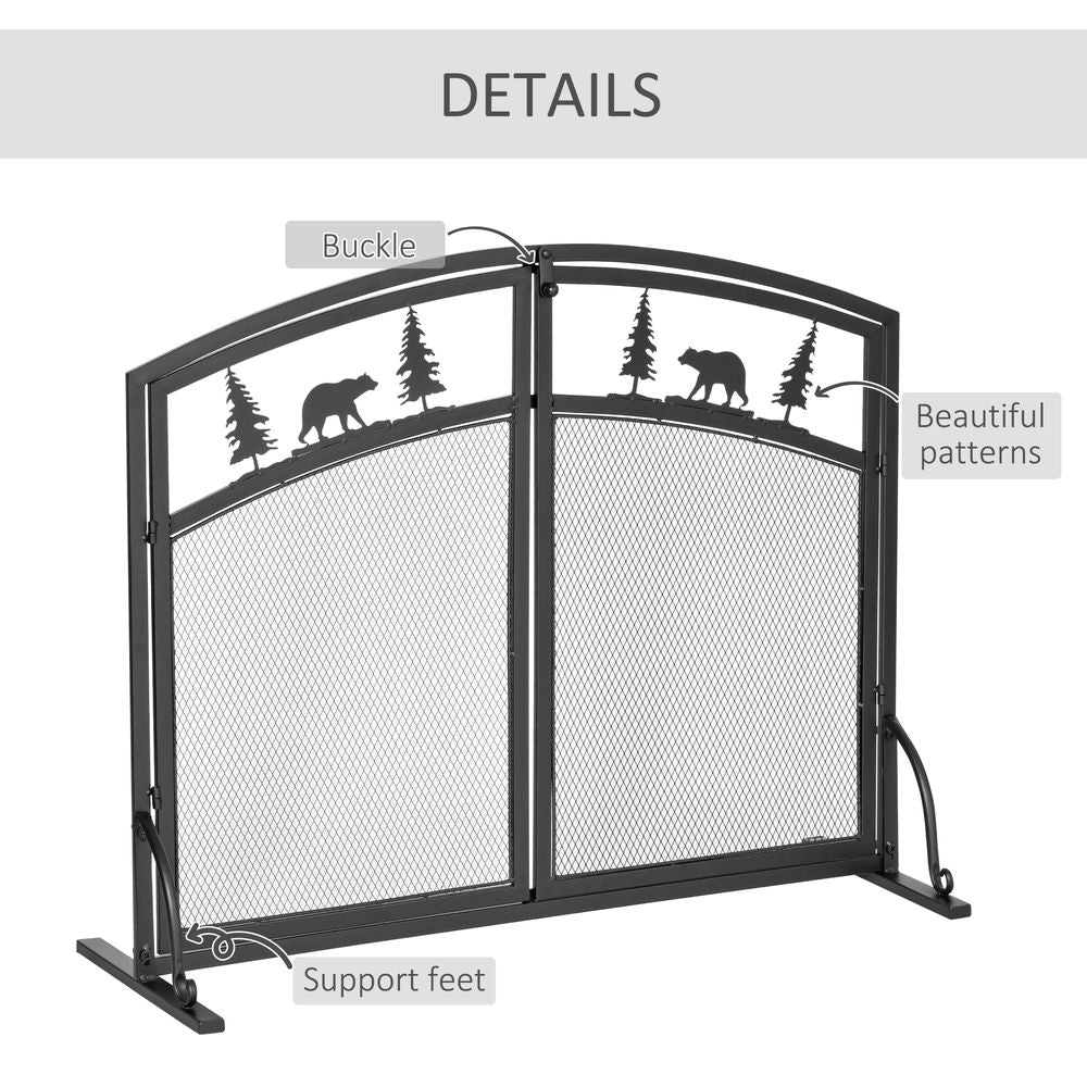 Fire Guard with Double Doors, Metal Mesh Fireplace Screen, Spark Flame Barrier