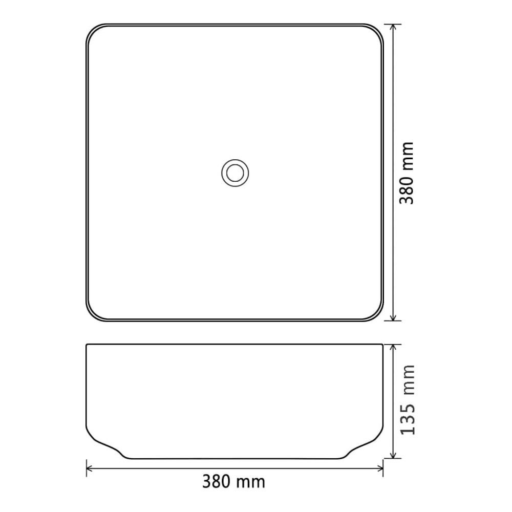 Basin Ceramic Square Black 38x38x13.5 cm