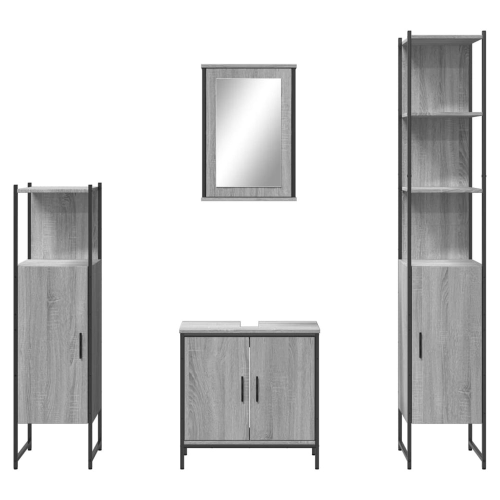 4 Piece Bathroom Furniture Set Grey Sonoma Engineered Wood