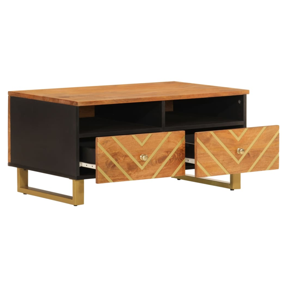 Coffee Table Brown and Black 80x54x40 cm Solid Wood Mango