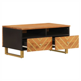 Coffee Table Brown and Black 80x54x40 cm Solid Wood Mango