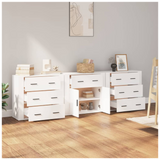 Sideboards 3 pcs White Engineered Wood