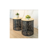 Set of 2 Leaf Cut Basket Table - SLENDER