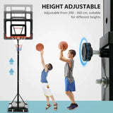 2.1-2.6m Basketball Hoop and Stand with Weighted Base, Portable on Wheels