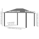 Outsunny 3 x 3.6m Aluminium Hardtop Gazebo Canopy with Polycarbonate Top