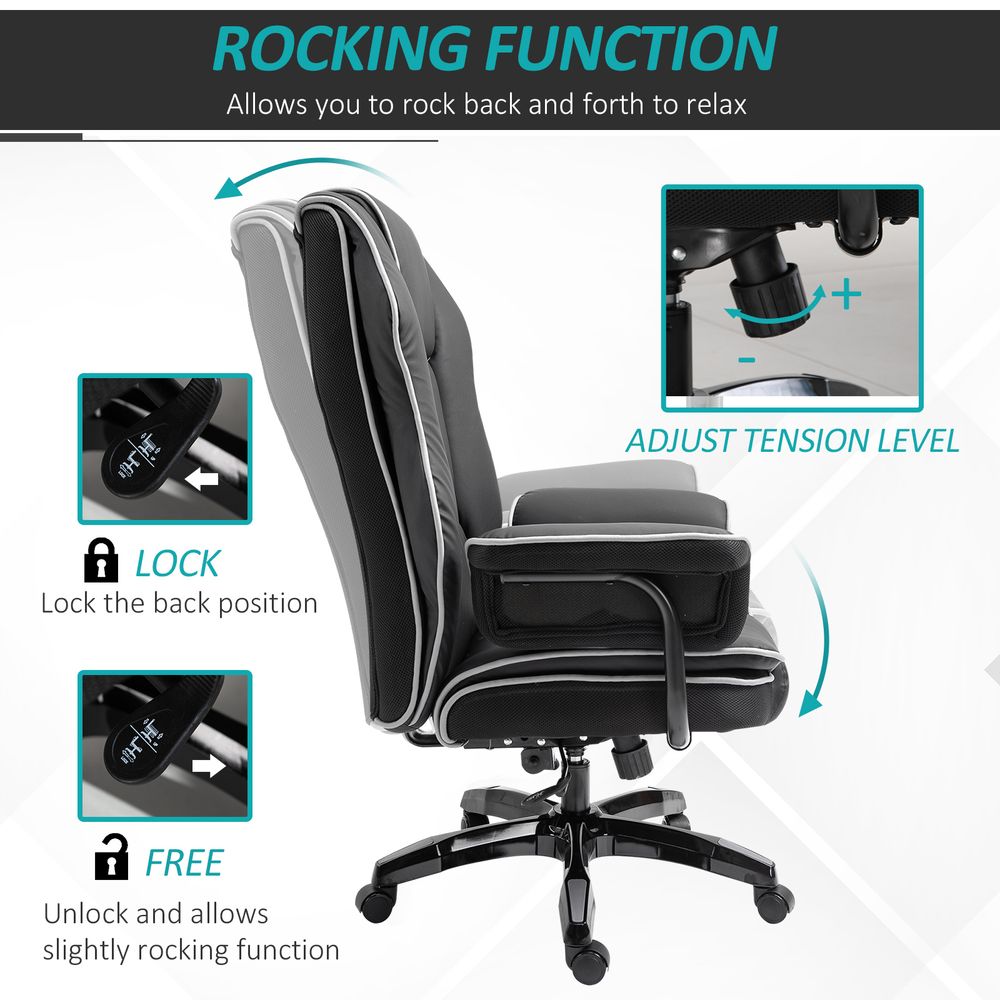 Piped PU Leather Padded High-Back Computer Office Gaming Chair Black Vinsetto