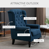 Accent Armchair Home Furniture Retro Tufted Club Wood Fabric Blue