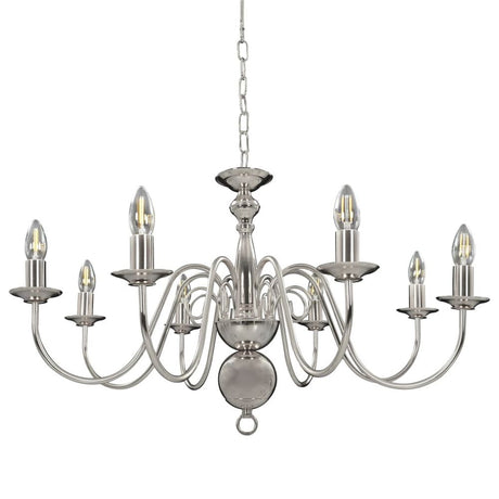 Chandelier Silver 8 x E14 Bulbs