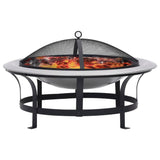 Outdoor Fire Pit with Grill Stainless Steel 76 cm