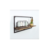 Wide Dark OAK Floating Wall Shelf with Black Frame