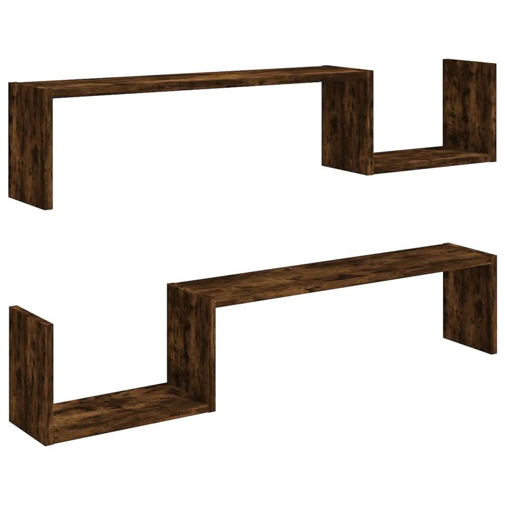 Wall Shelves 2 pcs Smoked Oak 100x15x20 cm Engineered Wood