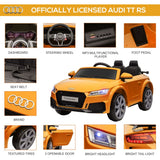 12V Battery Licensed Audi TT RS Ride-On Car w/ Removable Highlights, MP3 Player