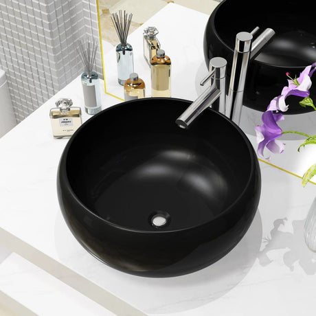 Basin Ceramic Round Black 40x15 cm