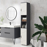 kleankin Tall Bathroom Storage Cabinet, Slim Bathroom Cabinet with Soft Close