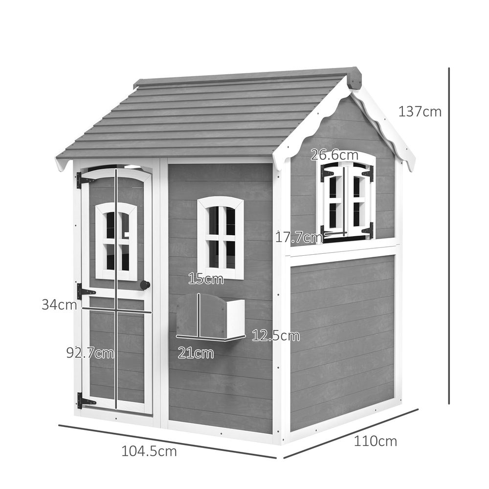 Wooden Wendy House for Kids with Floor, for Gardens, Patios - Grey