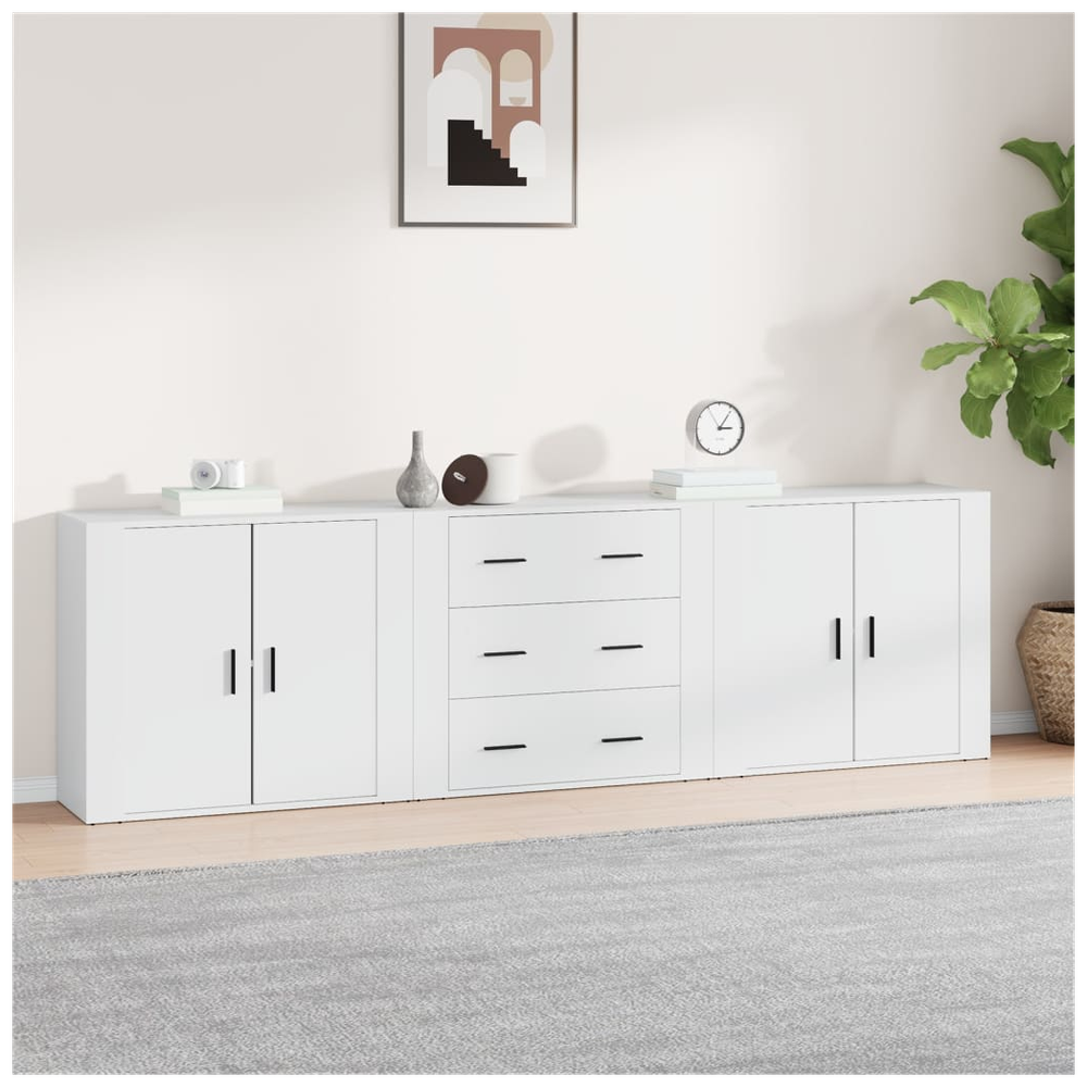 Sideboards 3 pcs White Engineered Wood