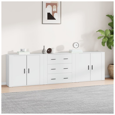 Sideboards 3 pcs White Engineered Wood