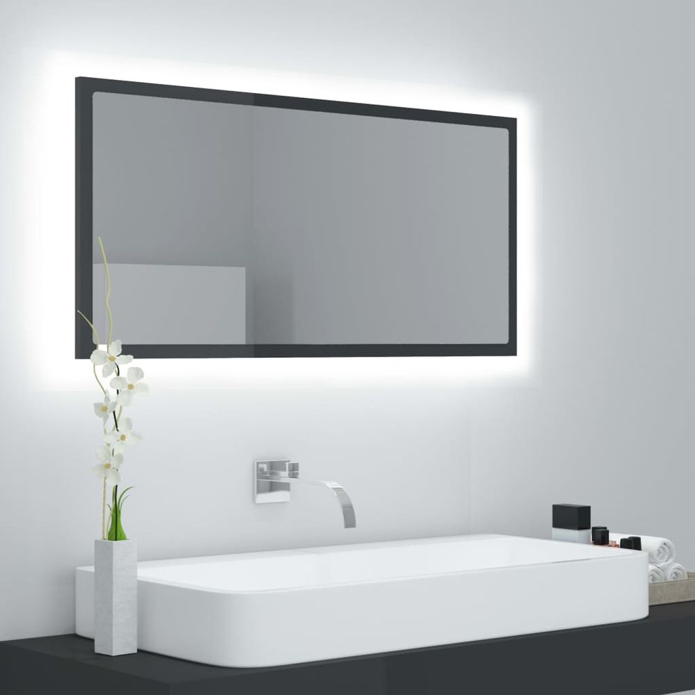 LED Bathroom Mirror White 90x8.5x37 cm Acrylic