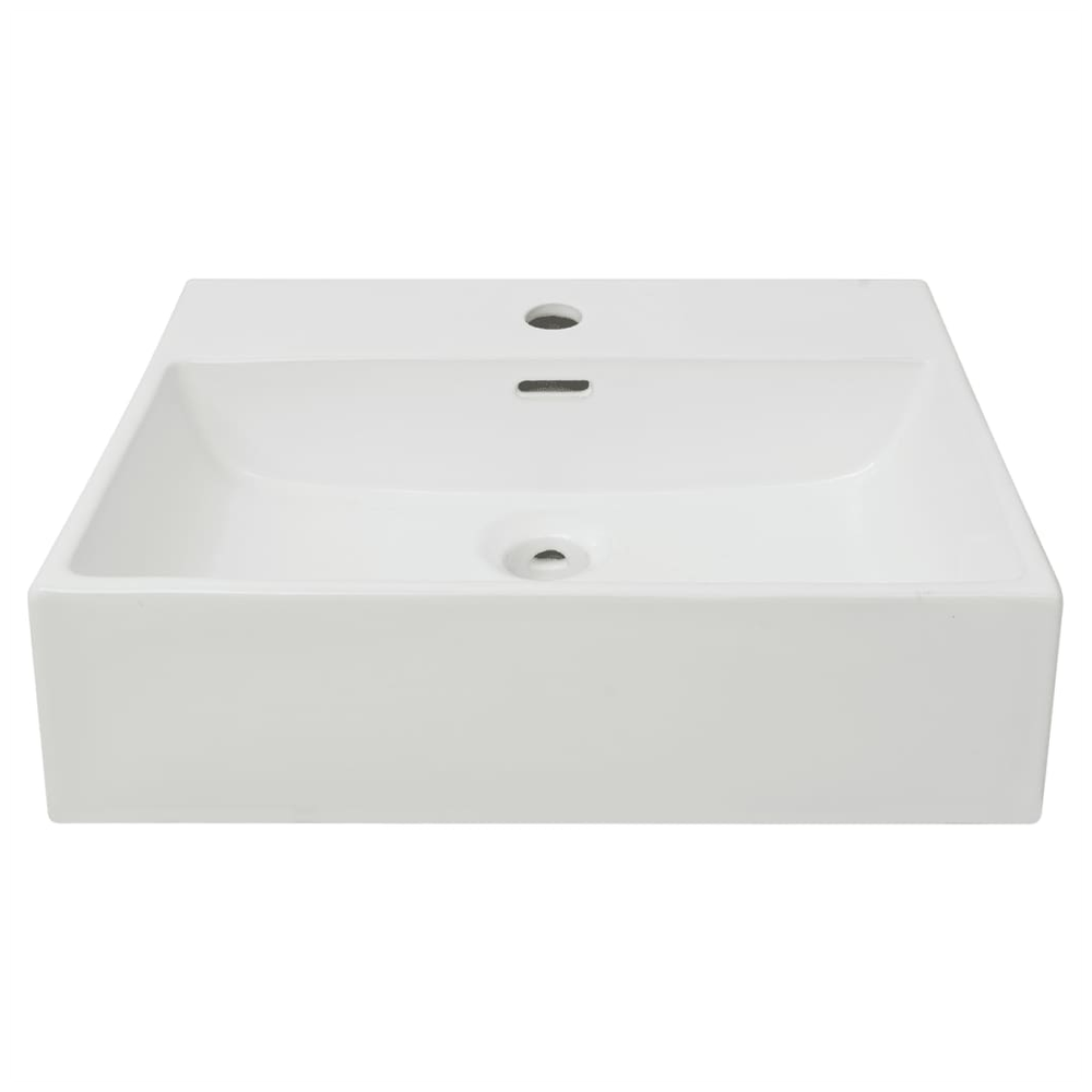 Basin with Faucet Hole Ceramic White 51.5x38.5x15 cm