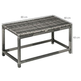 Outdoor Coffee Table w/ Plastic Board Under the Full Woven Table Top, Grey