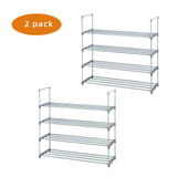 2 Set 4 Tiers Shoe Rack Shoe Tower Shelf Storage Organizer For Bedroom, Entryway, Hallway, and Closet Gray Color