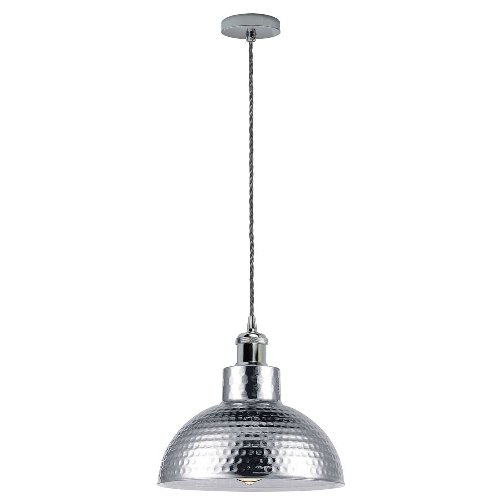 Vintage Industrial Chrome Ceiling Pendant Light Metal Shade Hanging Lamp