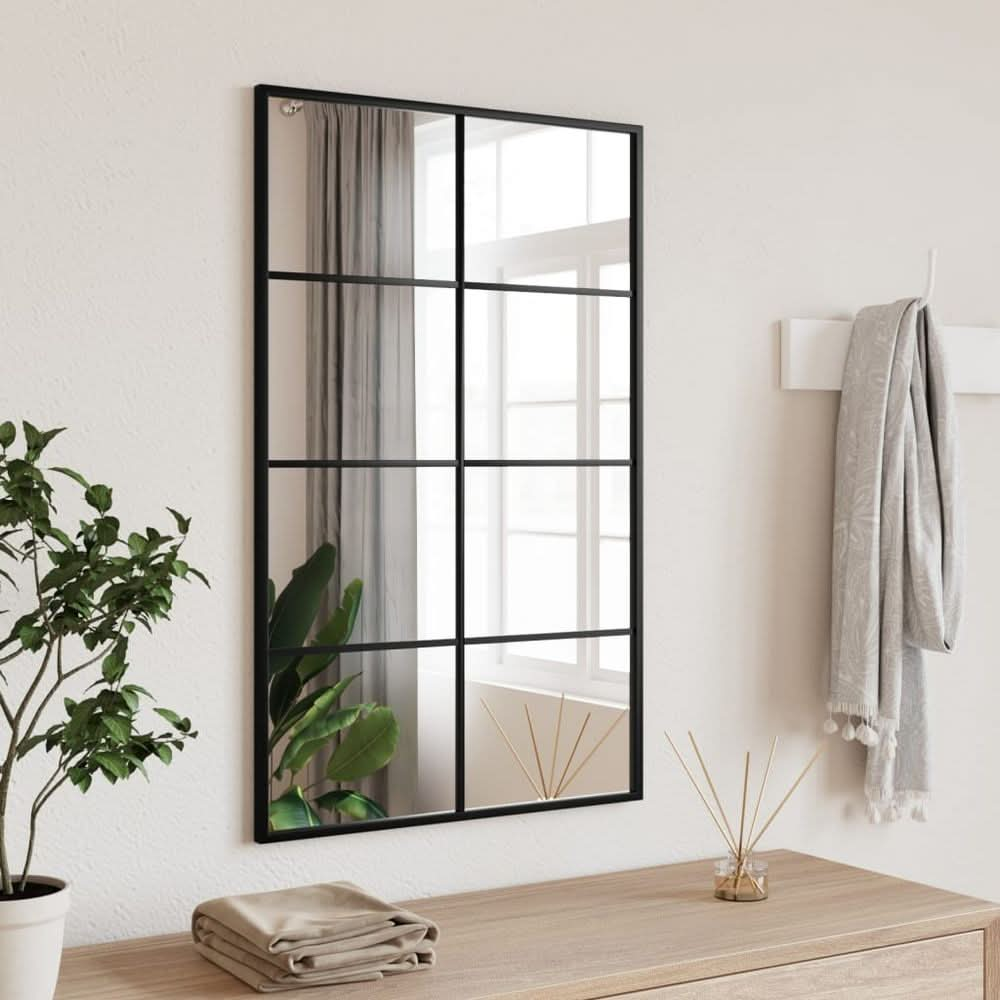 Wall Mirror Black 50x80 cm Rectangle Iron