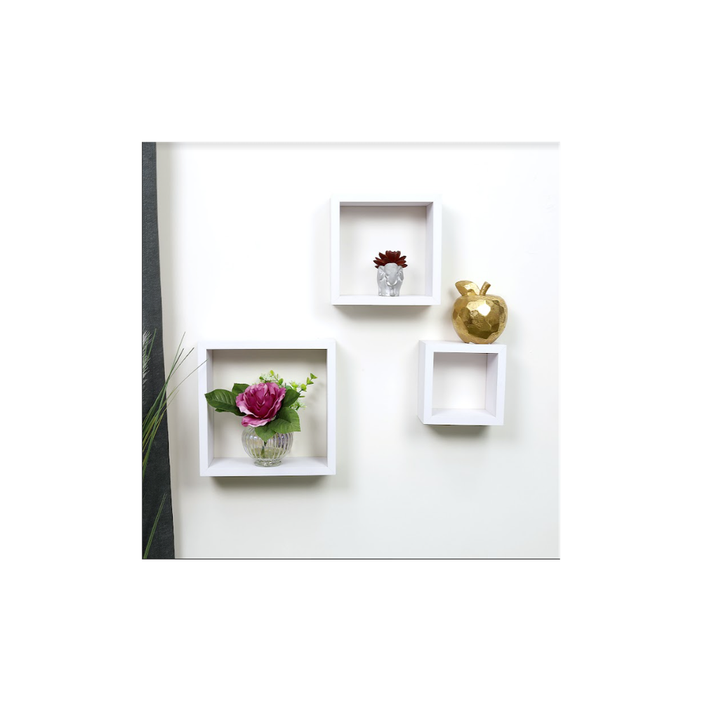 Set of 3 Cube White Floating Wall Shelf - CHELF