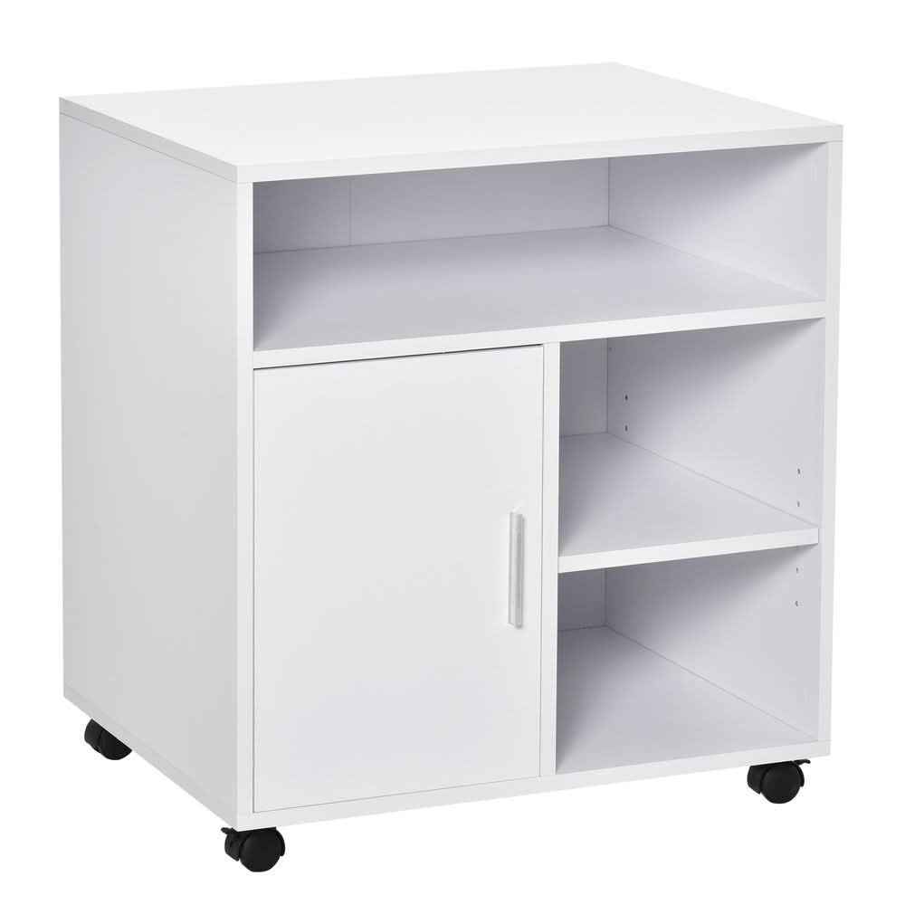 Multi-Storage Printer Unit Office Organisation w/ 5 Compartments White