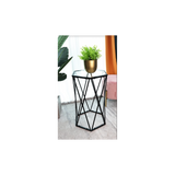 Hexagon Tempered Glass Black Side Table (Small) - SLENDER