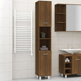 Bathroom Cabinet Smoked Oak 30x30x179 cm Engineered Wood