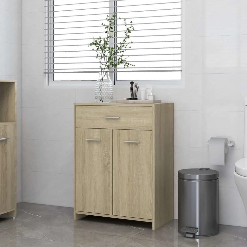 Bathroom Cabinet Smoked Oak 60x33x80 cm Engineered Wood