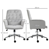 Vinsetto Swivel Computer Chair w/ Arm Modern Style Tufted Home Office Light Grey