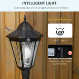 1.9M Garden Lamp Post Light, Outdoor LED Solar Powered Black