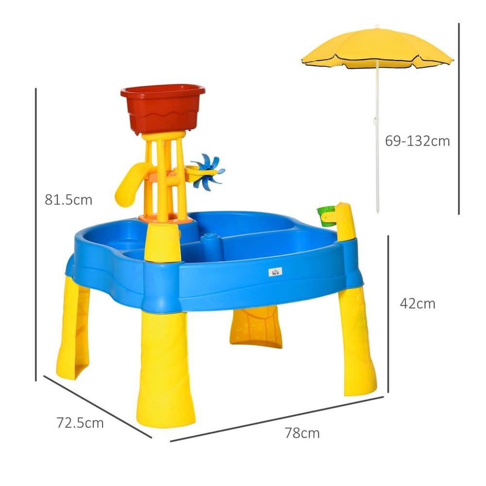 2 in 1 Sand and Water Table, for 18+ Months, Kids Outdoor Beach Garden