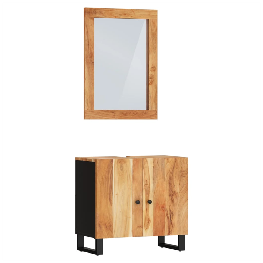 2 Piece Bathroom Furniture Set Solid Wood Acacia