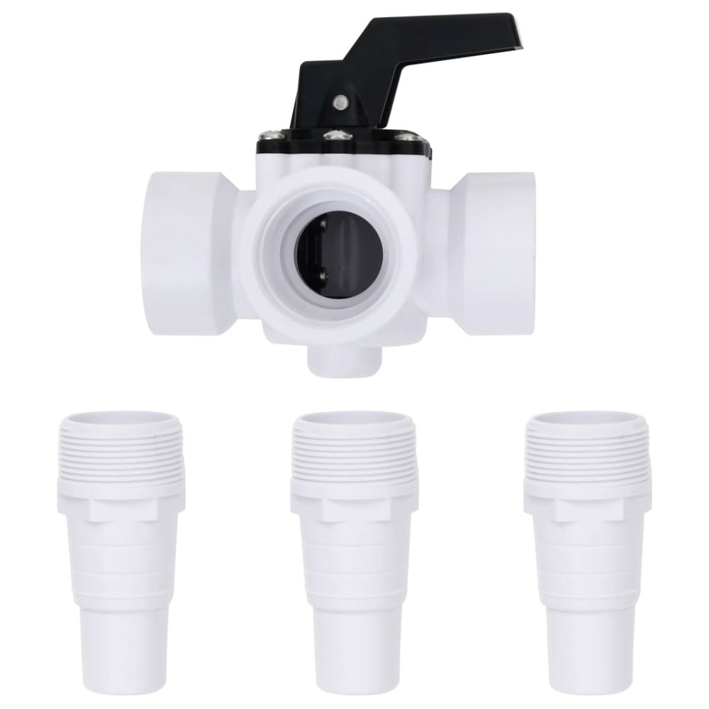 Swimming Pool 3-Way Ball Valve White and Black