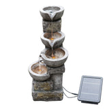 Solar Power Water Fountain Feature with Lights & Battery Back Up