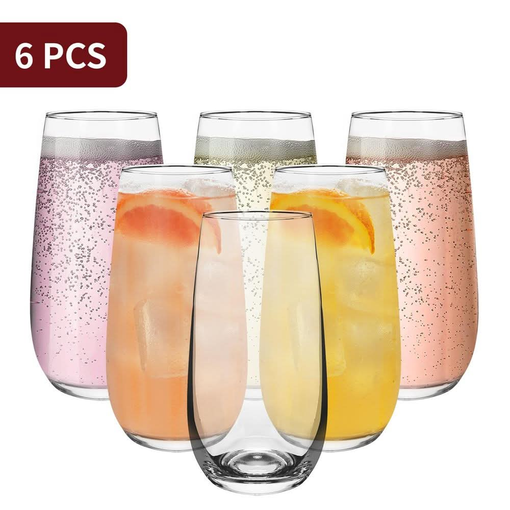 Set of 6 Traditional Esteem Highball Glass Tumblers - 490ml (16.5oz) Highball Glasses