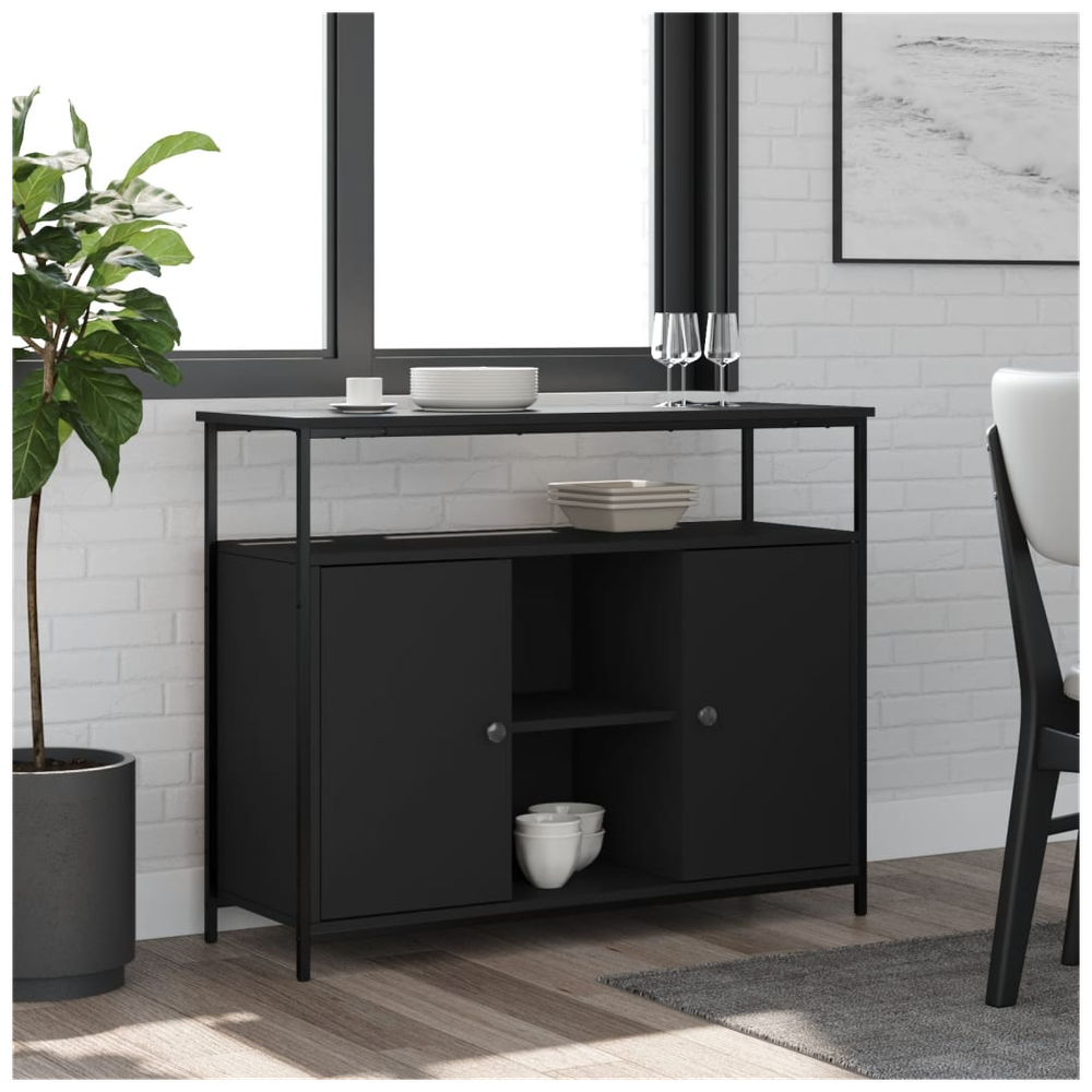 Sideboard Black 100x35x80 cm Engineered Wood