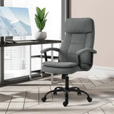 2-Point Massage Office Chair Linen-Look Fabric Adjustable Height Chair Grey