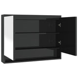 Bathroom Mirror Cabinet 80x15x60 cm MDF Shining Black