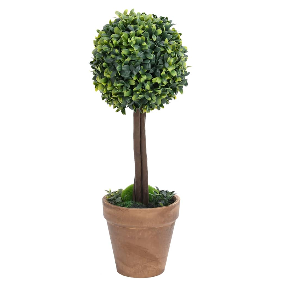 Artificial Boxwood Plants 2 pcs with Pots Ball Shaped Green 33 cm