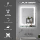 Dimmable Bathroom Mirror with LED Lights, 3 Colours, Defogging Film