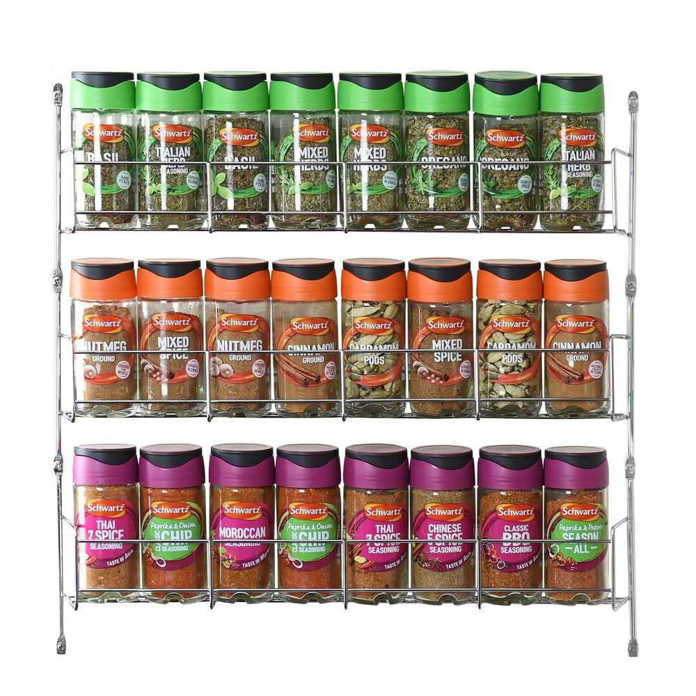 3 Tier Spice Herb Jar Rack Holder Kitchen Door Cupboard Wall Storage