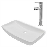 Bathroom Basin with Mixer Tap Ceramic Rectangular White