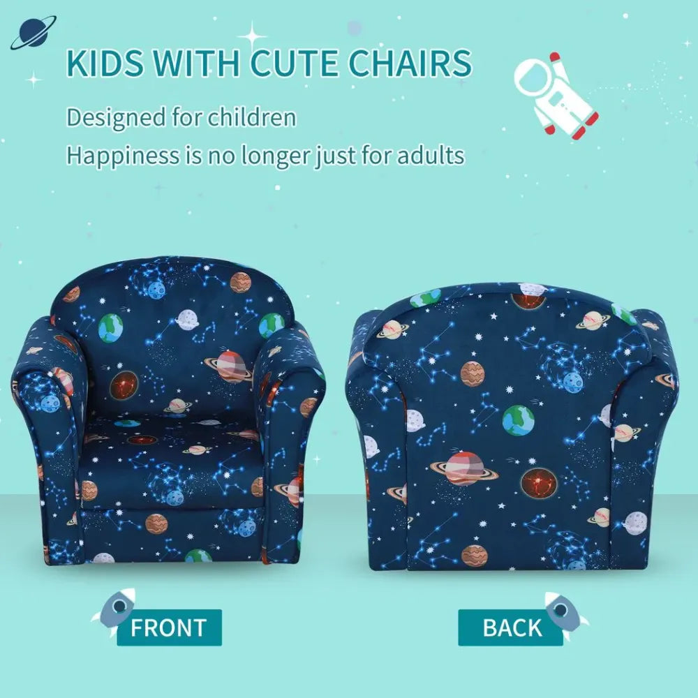 Children Kids Mini Sofa Armchair, Planet-Themed Chair, for Bedroom, Playroom