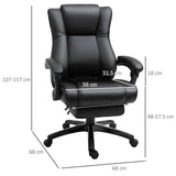 Executive Home Office Chair High Back Recliner, w/ Foot Rest, Black Vinsetto