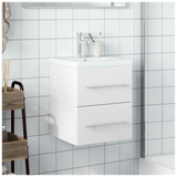 Bathroom Sink Cabinet with Built-in Basin White