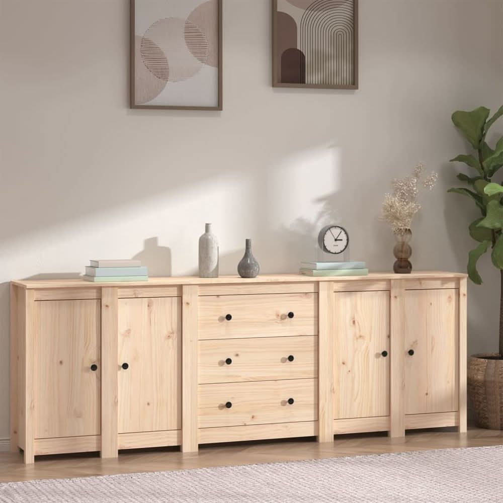 Sideboard White 230x35x80 cm Solid Wood Pine